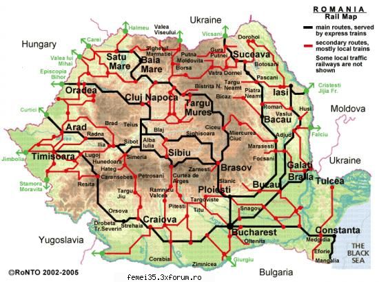 Harta Romaniei..! - Traseul cailor ferate romane..! - Romania Mare....!